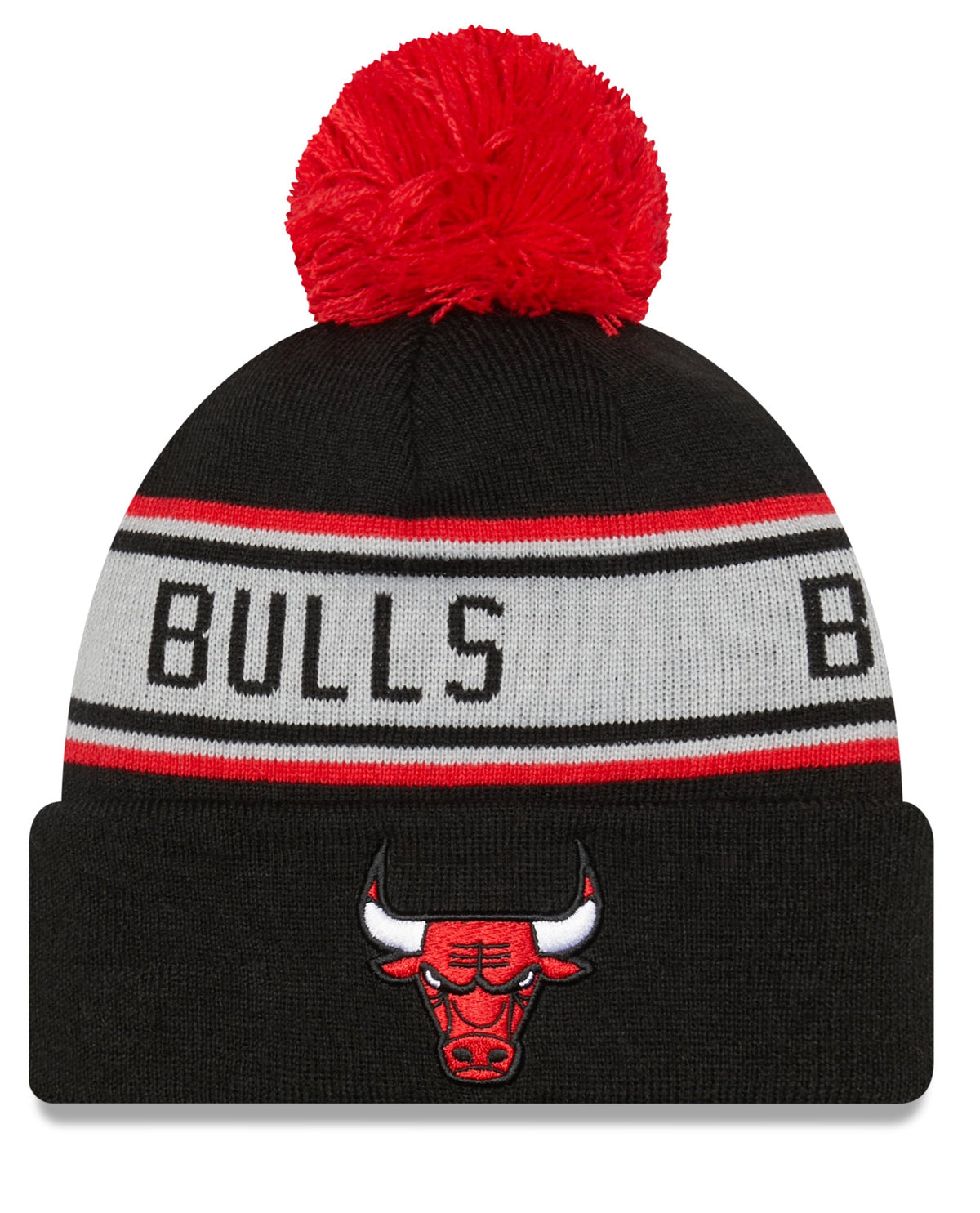 Youth Chicago Bulls New Era Junior Black Repeat Navy Cuffed Pom Knit Hat product image 1, provided for visual reference and