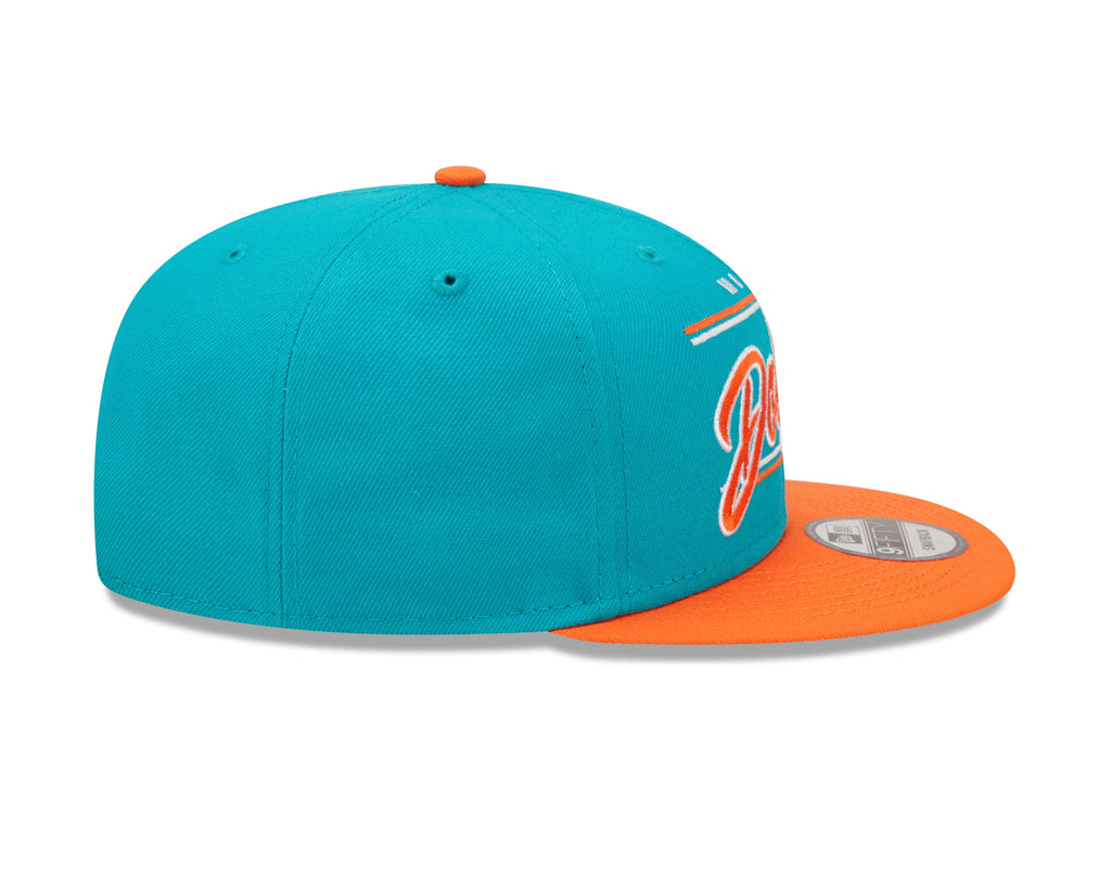 Miami Dolphins New Era Team Script 2 Tone 9FIFTY Snapback Hat product image 6, provided for visual reference and product