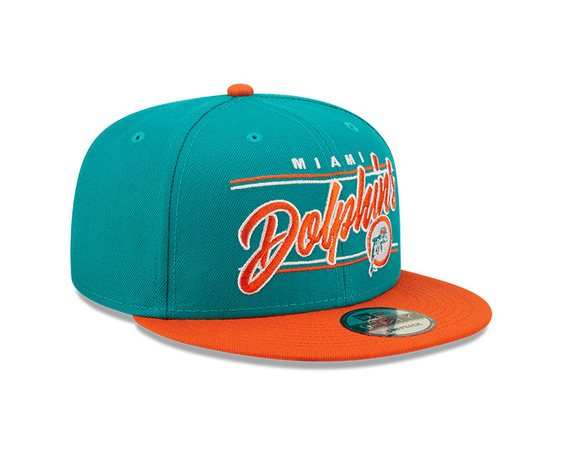 Miami Dolphins Historic Logo New Era Team Script 2 Tone 9FIFTY Snapback Hat product image 3, provided for visual reference
