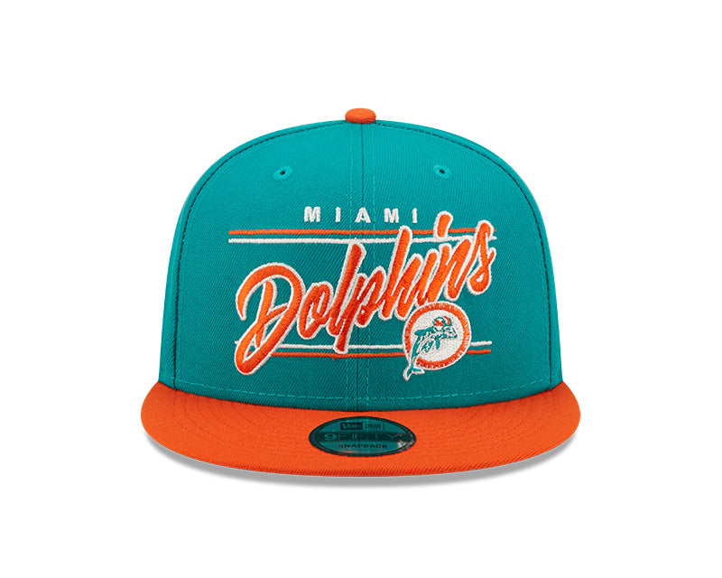 Miami Dolphins Historic Logo New Era Team Script 2 Tone 9FIFTY Snapback Hat product image 2, provided for visual reference