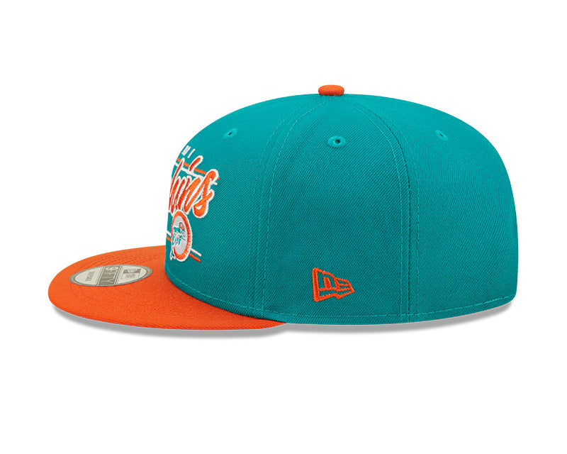 Miami Dolphins Historic Logo New Era Team Script 2 Tone 9FIFTY Snapback Hat product image 4, provided for visual reference