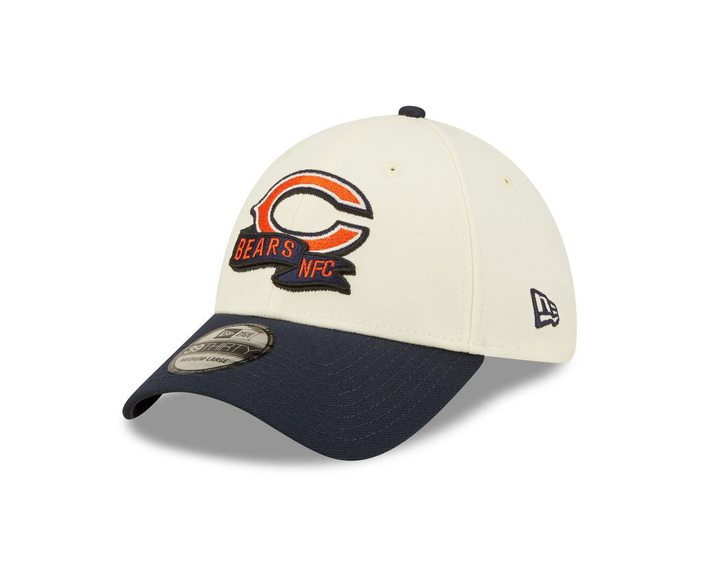 Chicago Bears Primary Logo New Era Cream/Navy 2022 Sideline 39THIRTY Flex Hat for Men product image 3, provided for visual