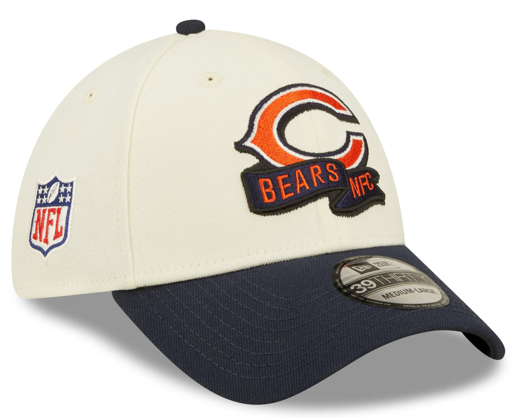 Chicago Bears Primary Logo New Era Cream/Navy 2022 Sideline 39THIRTY Flex Hat for Men product image 1, provided for visual
