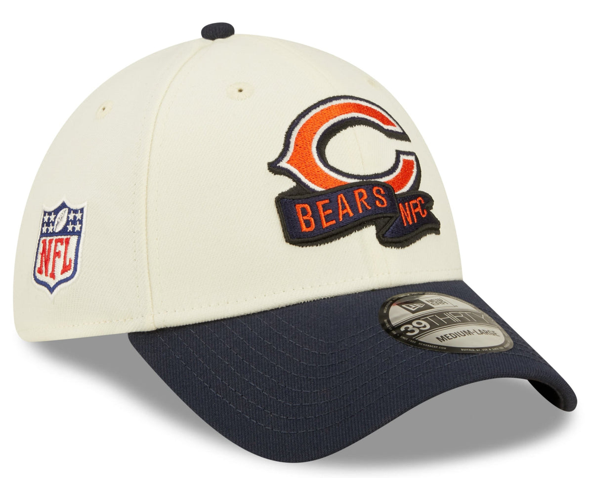 Chicago Bears Primary Logo New Era Cream/Navy 2022 Sideline 39THIRTY Flex Hat for Men product image 1, provided for visual