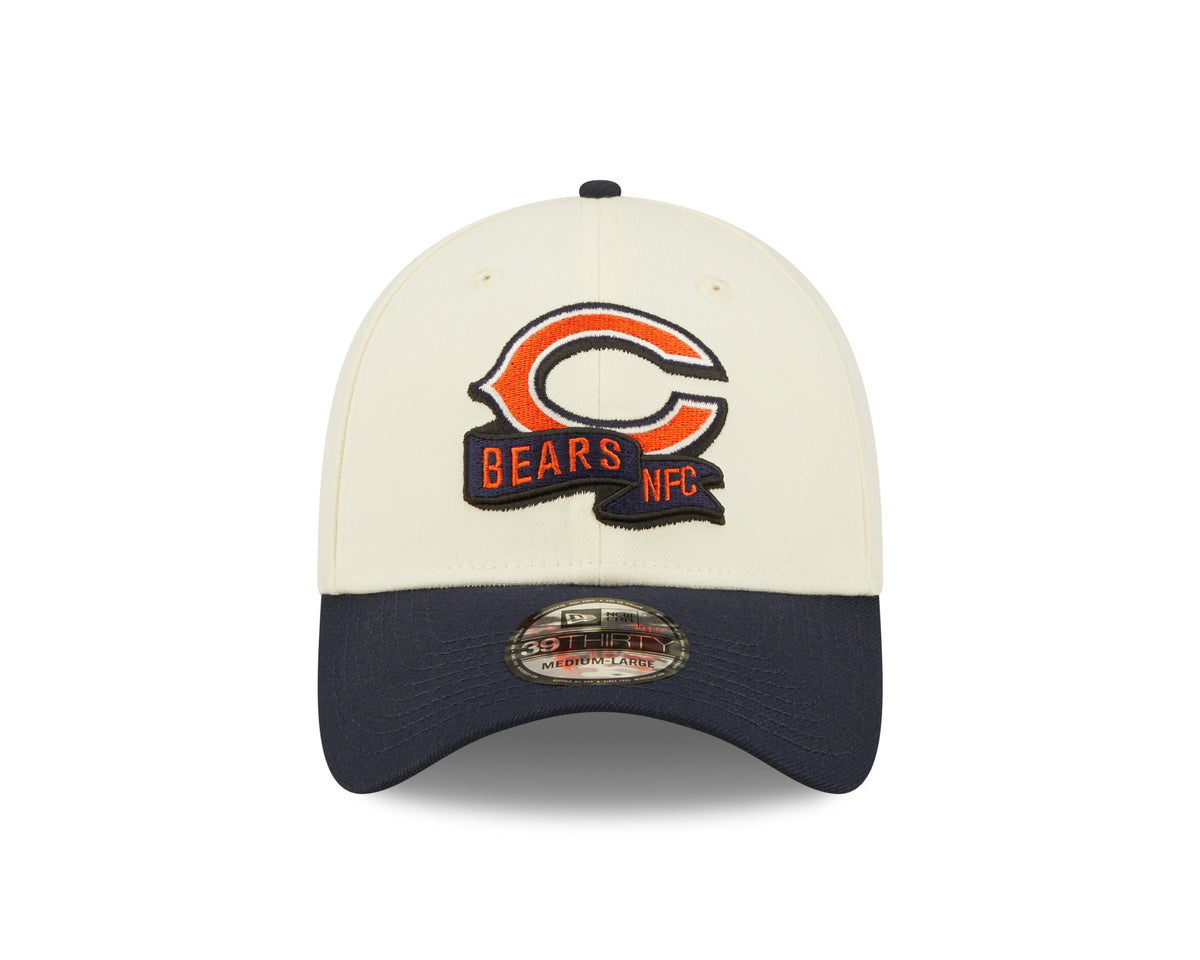 Chicago Bears Primary Logo New Era Cream/Navy 2022 Sideline 39THIRTY Flex Hat for Men product image 2, provided for visual