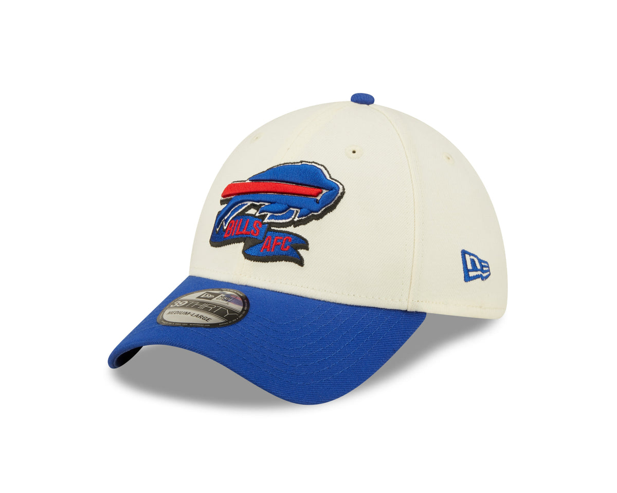 Buffalo Bills New Era Cream/Royal 2022 Sideline 39THIRTY Flex Hat for Men product image 3, provided for visual reference and
