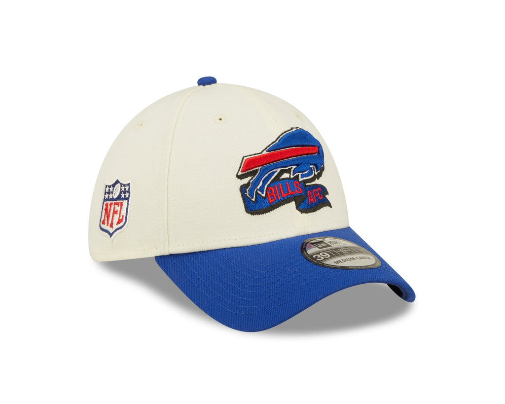 Buffalo Bills New Era Cream/Royal 2022 Sideline 39THIRTY Flex Hat for Men product image 8, provided for visual reference and