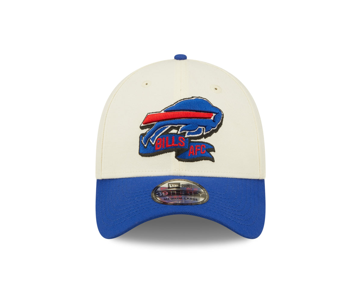 Buffalo Bills New Era Cream/Royal 2022 Sideline 39THIRTY Flex Hat for Men product image 2, provided for visual reference and