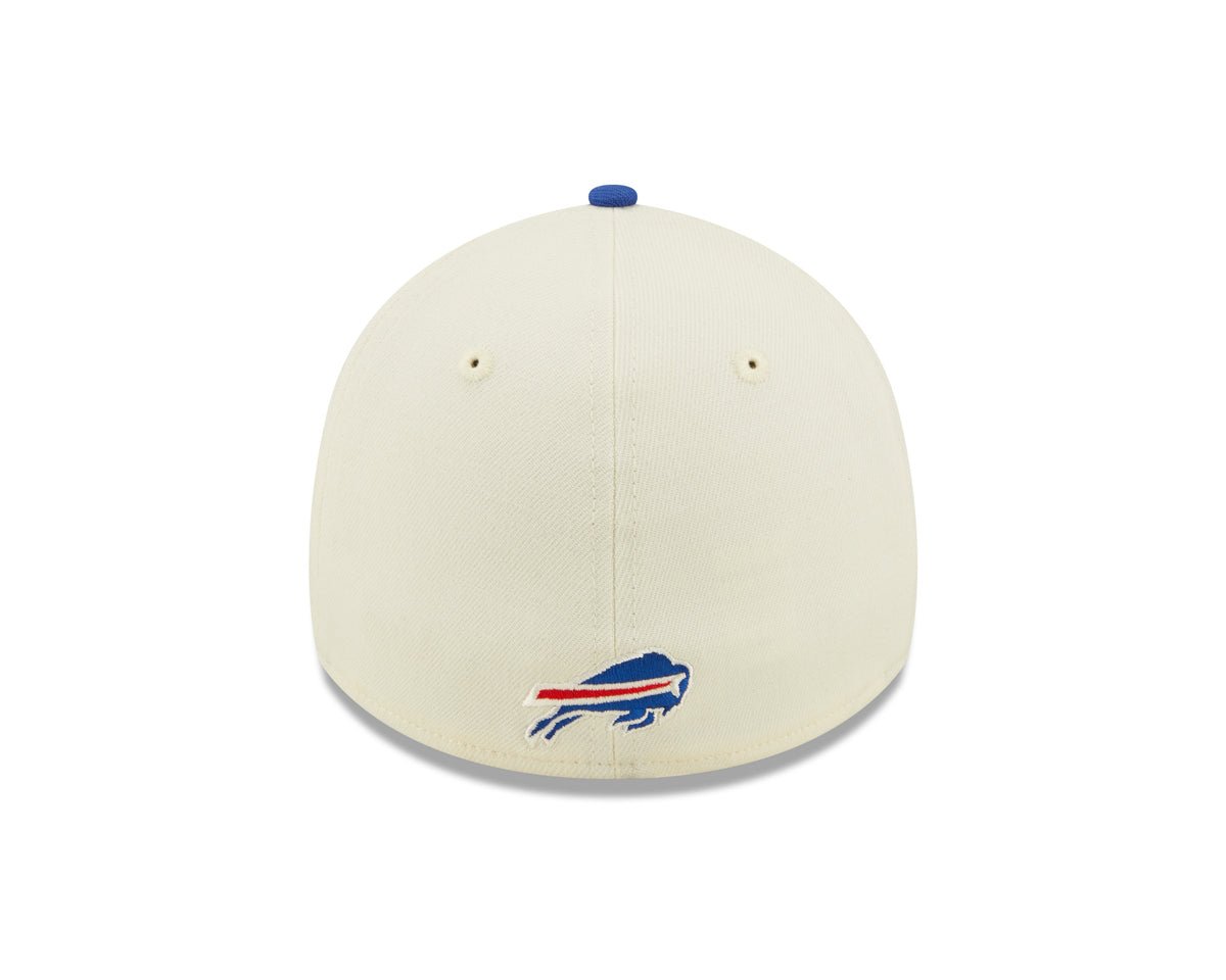 Buffalo Bills New Era Cream/Royal 2022 Sideline 39THIRTY Flex Hat for Men product image 6, provided for visual reference and