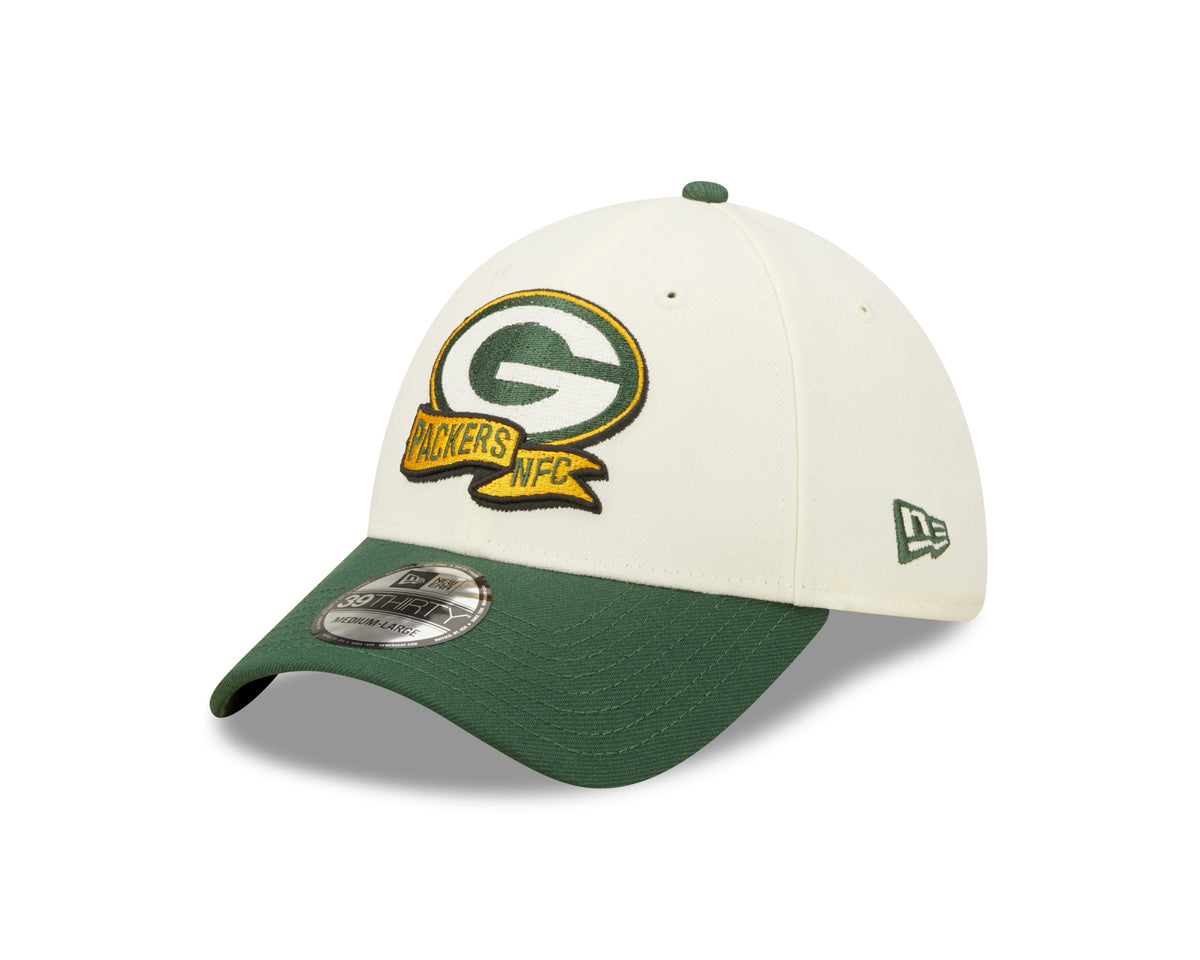 Green Bay Packers New Era Cream/Green 2022 Sideline 39THIRTY Flex Hat for Men product image 3, provided for visual reference