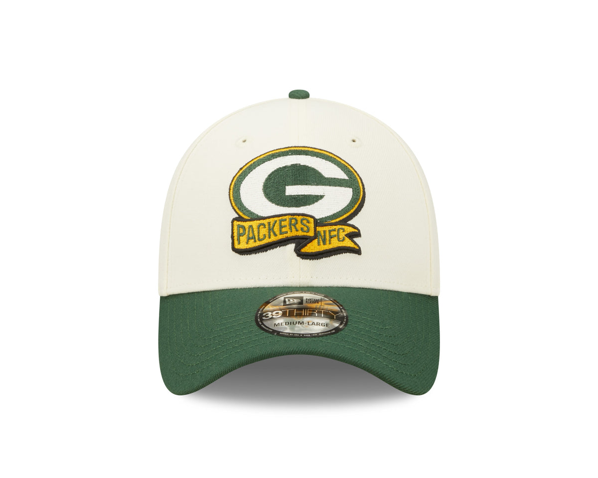 Green Bay Packers New Era Cream/Green 2022 Sideline 39THIRTY Flex Hat for Men product image 2, provided for visual reference