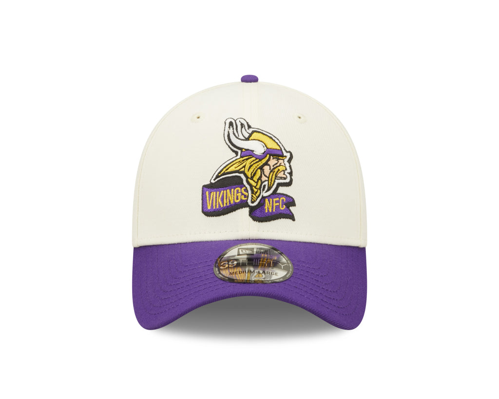 Minnesota Vikings New Era Cream/Purple 2022 Sideline 39THIRTY Flex Hat for Men product image 3, provided for visual