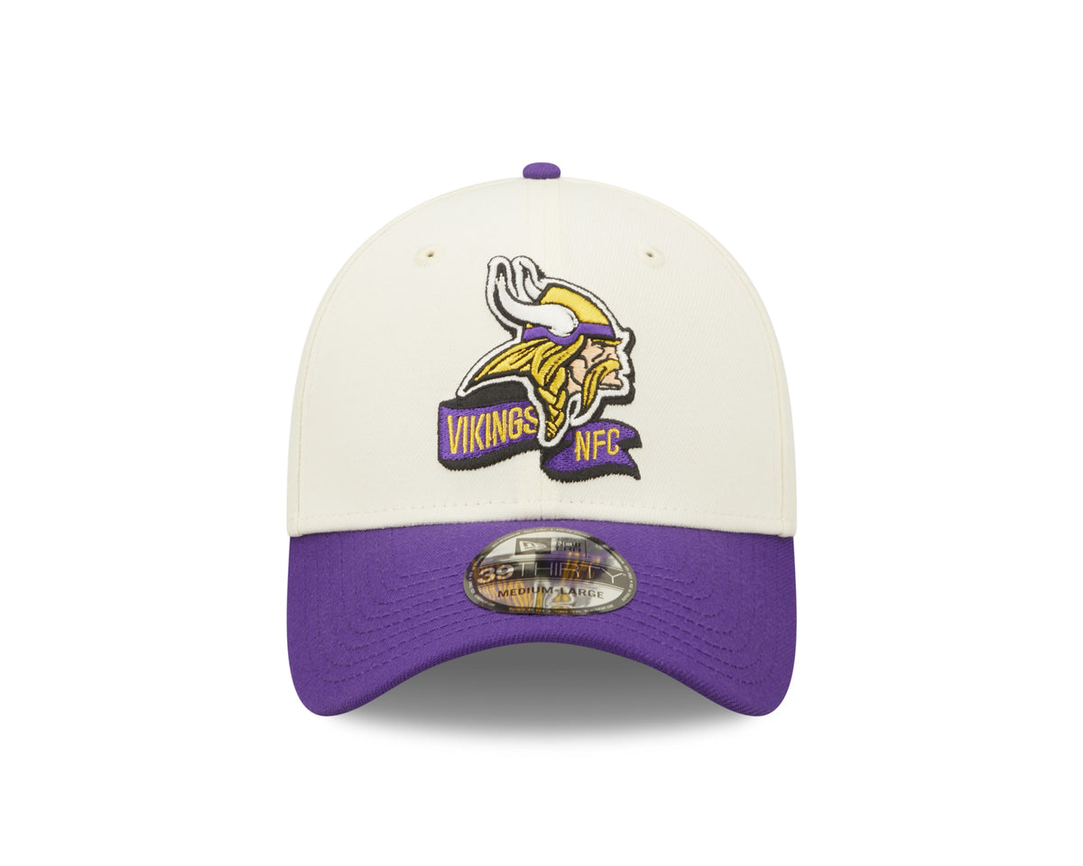 Minnesota Vikings New Era Cream/Purple 2022 Sideline 39THIRTY Flex Hat for Men product image 3, provided for visual