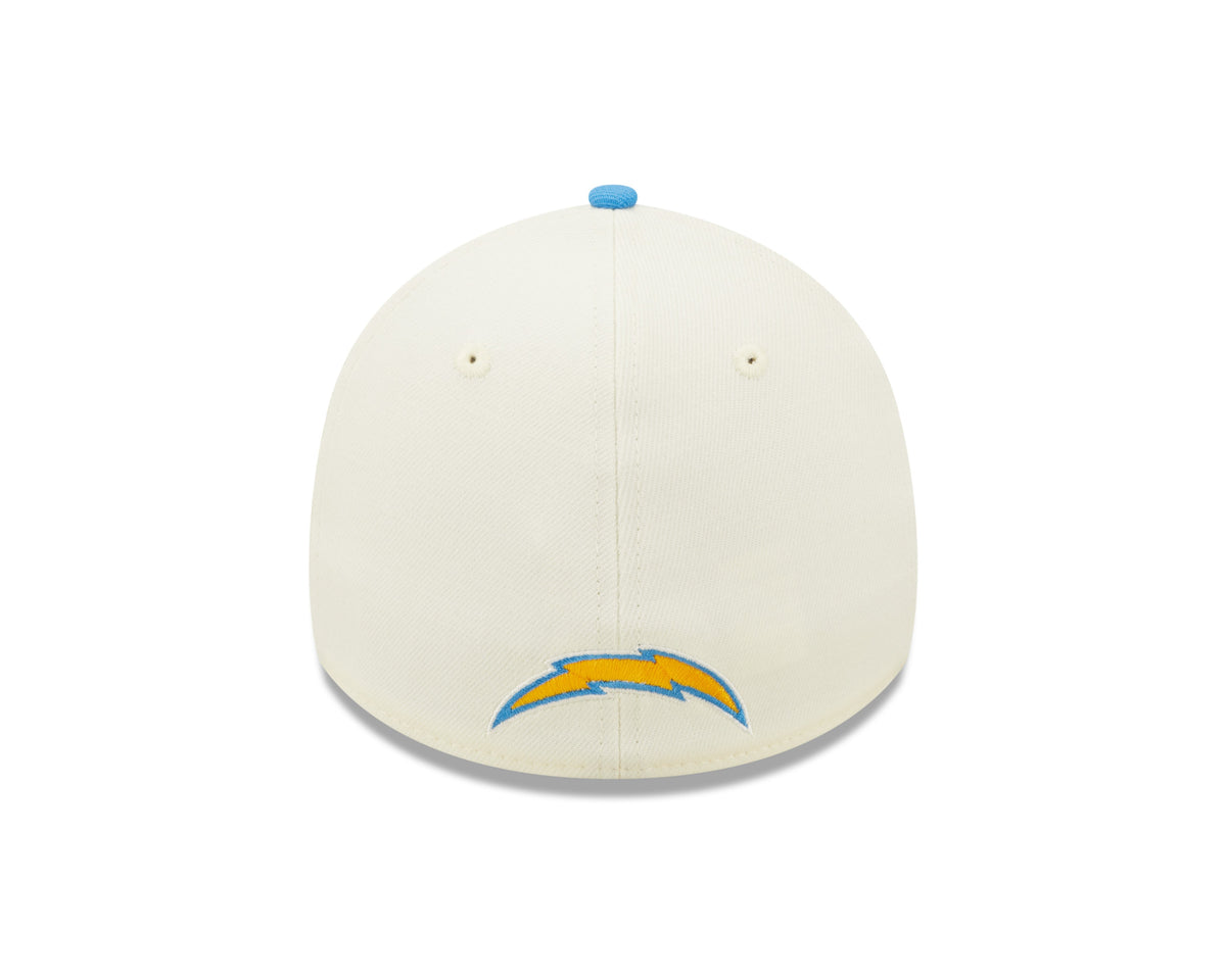 Los Angeles Chargers New Era Cream/Blue 2022 Sideline 39THIRTY Flex Hat for Men product image 6, provided for visual