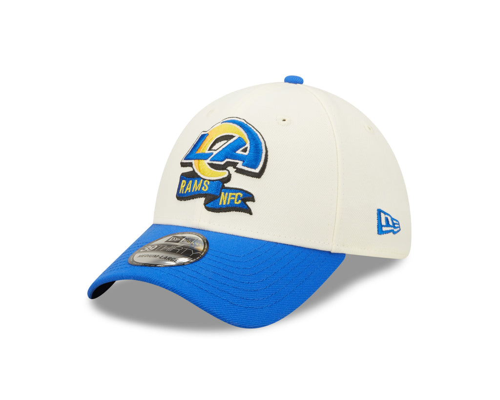 Los Angeles Rams New Era Cream/Blue 2022 Sideline 39THIRTY Flex Hat for Men product image 3, provided for visual reference