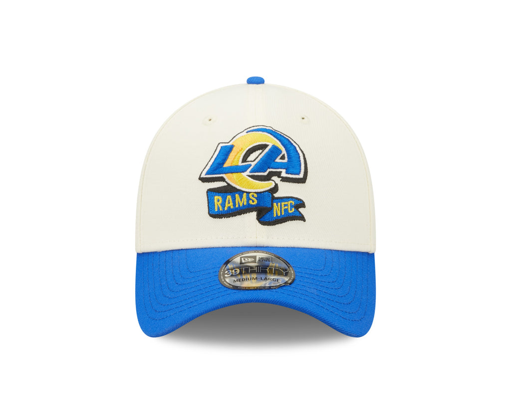 Los Angeles Rams New Era Cream/Blue 2022 Sideline 39THIRTY Flex Hat for Men product image 2, provided for visual reference