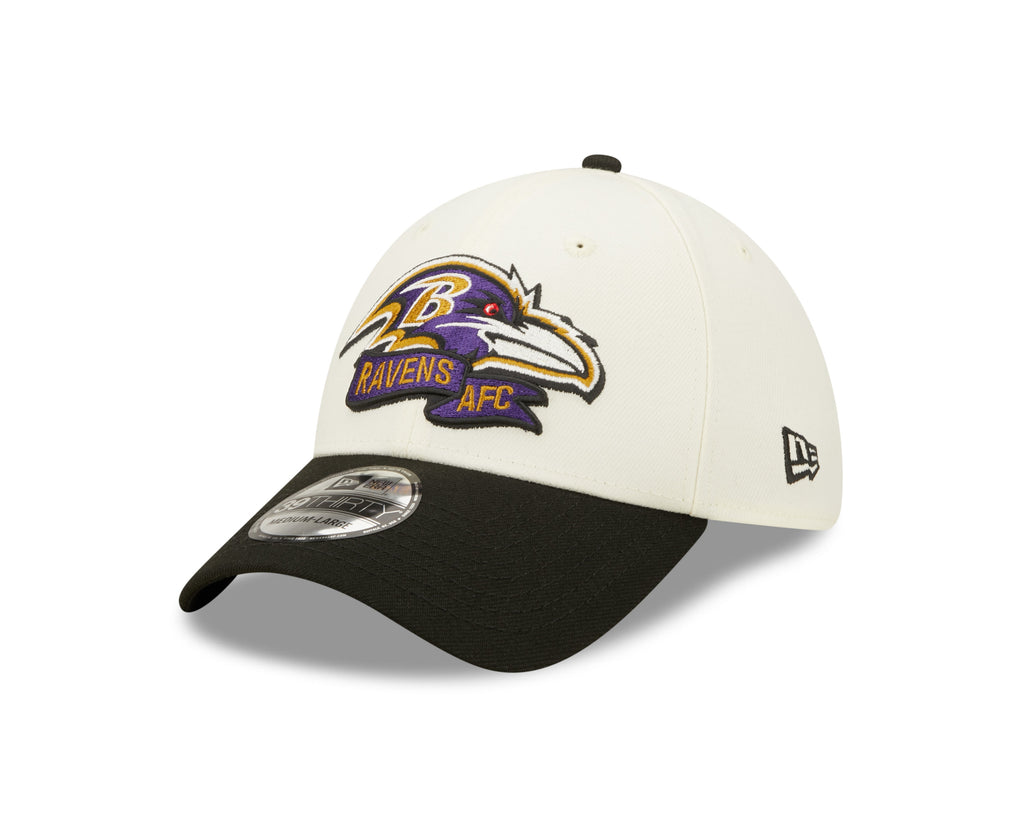 Baltimore Ravens New Era Cream/Black 2022 Sideline 39THIRTY Flex Hat for Men product image 3, provided for visual reference