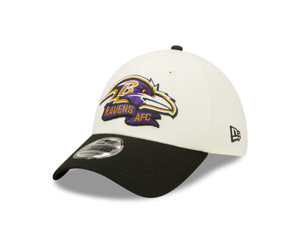 Baltimore Ravens New Era Cream/Black 2022 Sideline 39THIRTY Flex Hat for Men product image 3, provided for visual reference