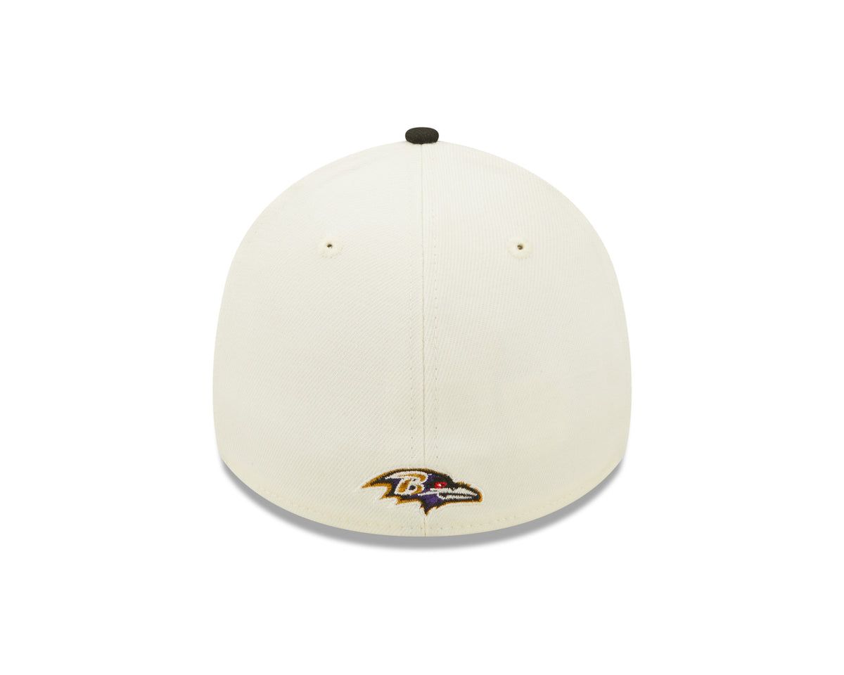 Baltimore Ravens New Era Cream/Black 2022 Sideline 39THIRTY Flex Hat for Men product image 6, provided for visual reference