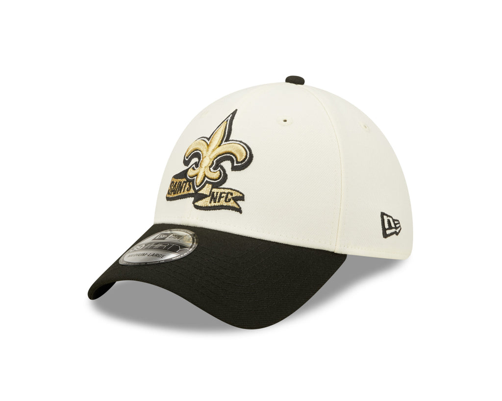 New Orleans Saints New Era Cream/Black 2022 Sideline 39THIRTY Flex Hat for Men product image 4, provided for visual