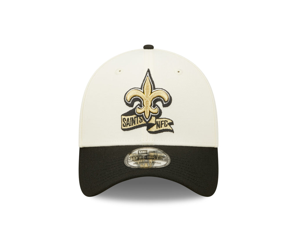 New Orleans Saints New Era Cream/Black 2022 Sideline 39THIRTY Flex Hat for Men product image 3, provided for visual