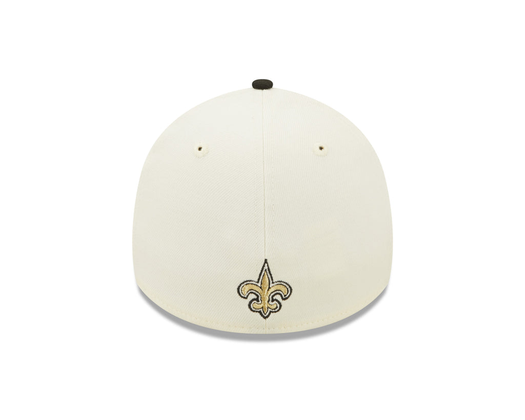New Orleans Saints New Era Cream/Black 2022 Sideline 39THIRTY Flex Hat for Men product image 7, provided for visual