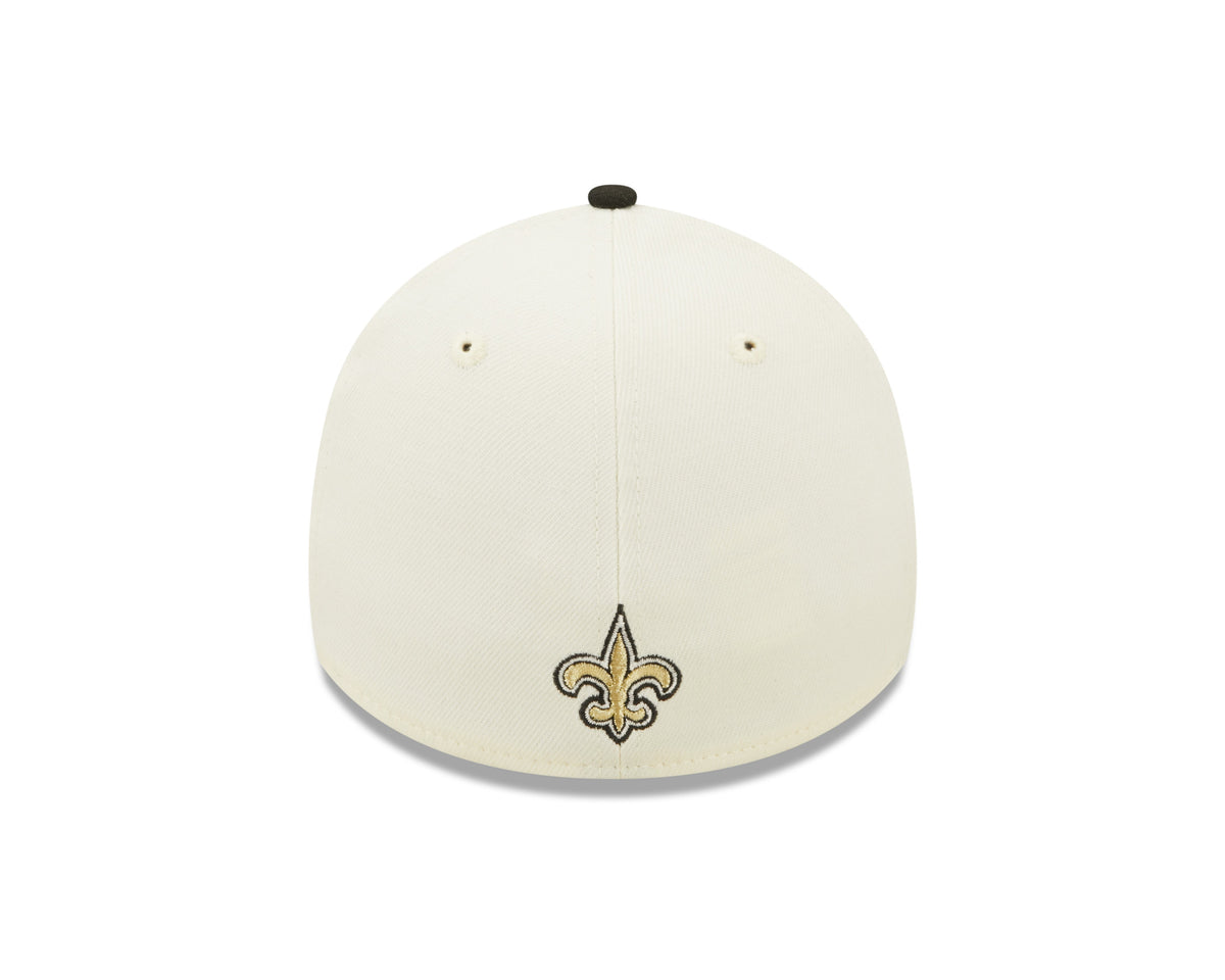 New Orleans Saints New Era Cream/Black 2022 Sideline 39THIRTY Flex Hat for Men product image 7, provided for visual