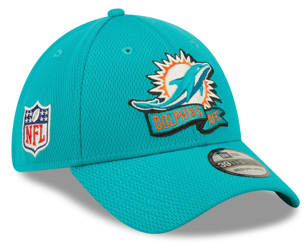 Miami Dolphins New Era Aqua 2022 Sideline Coaches 39THIRTY Flex Hat for Men product image 1, provided for visual reference