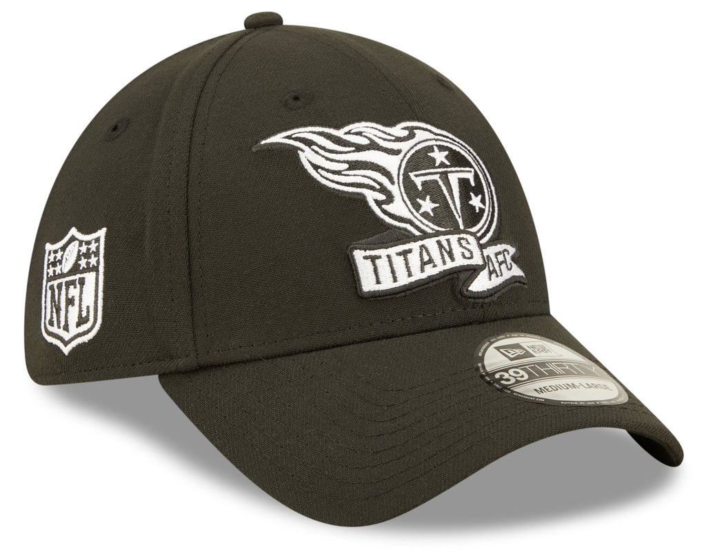 Tennessee Titans New Era Black 2022 Sideline 39THIRTY Flex Hat for Men product image 1, provided for visual reference and