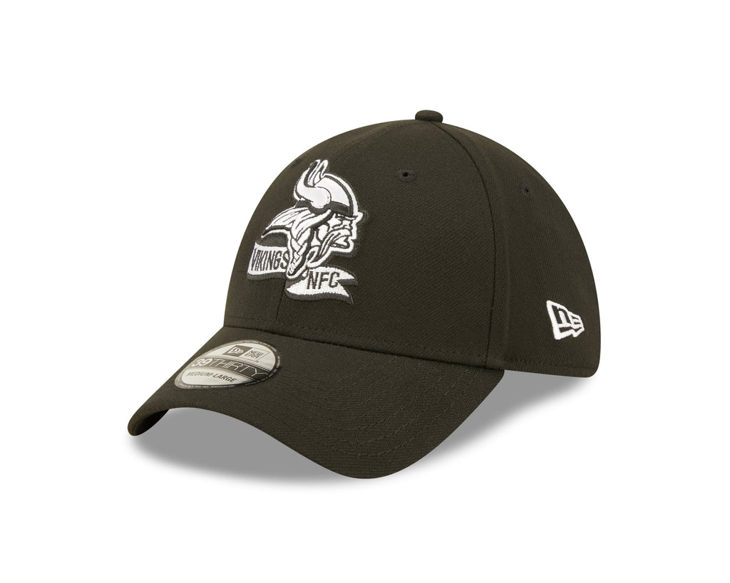 Minnesota Vikings New Era Black 2022 Sideline 39THIRTY Flex Hat for Men product image 3, provided for visual reference and