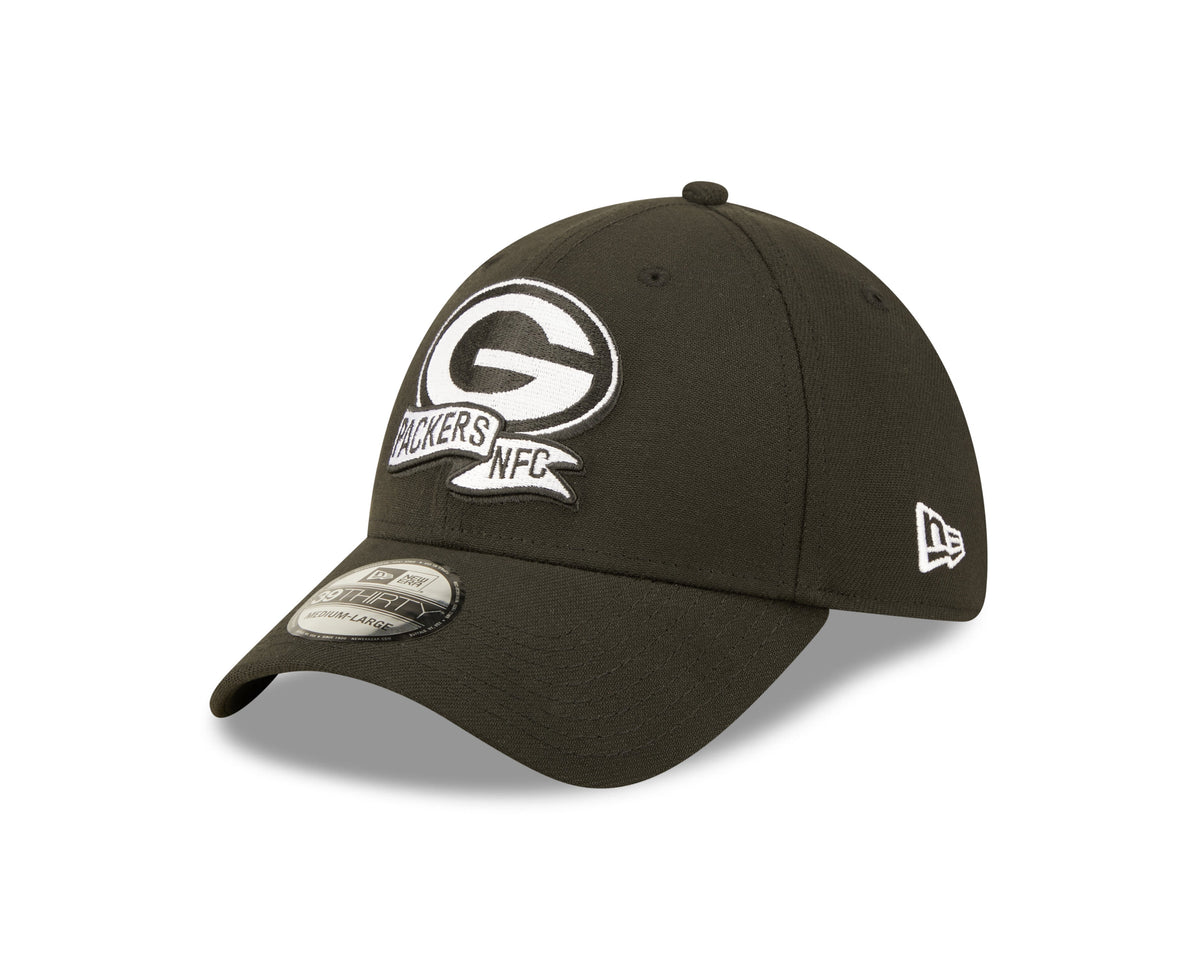 Green Bay Packers New Era Black 2022 Sideline 39THIRTY Flex Hat for Men product image 3, provided for visual reference and