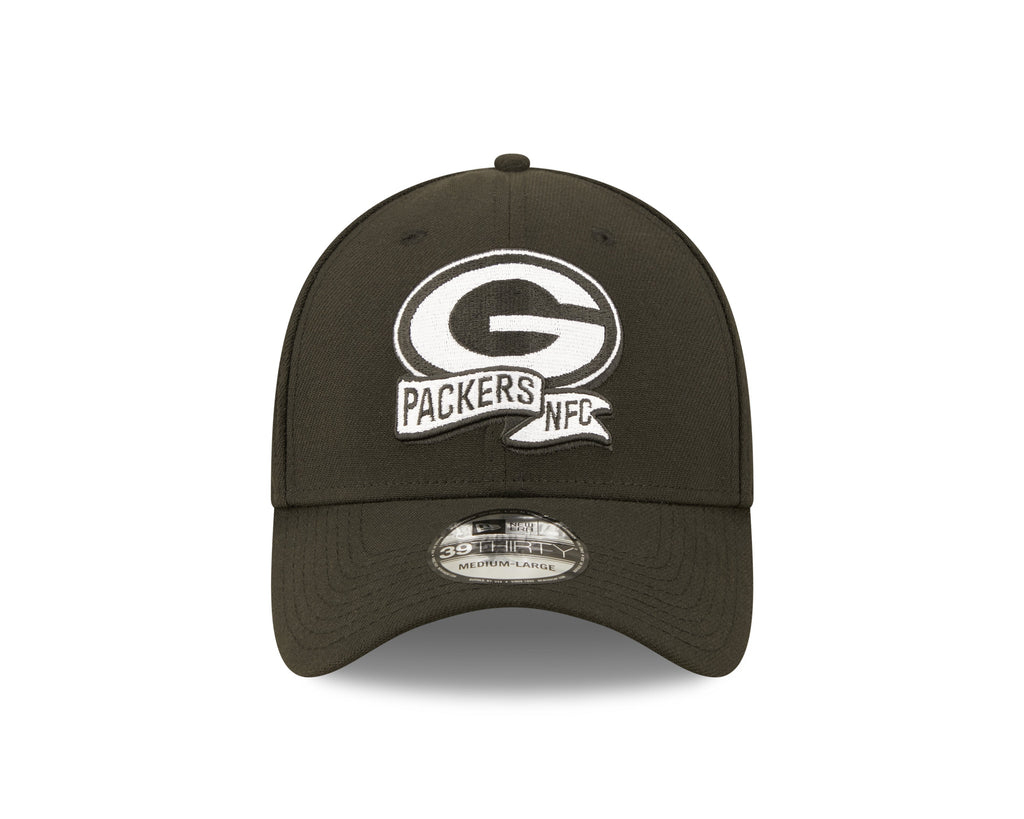 Green Bay Packers New Era Black 2022 Sideline 39THIRTY Flex Hat for Men product image 2, provided for visual reference and