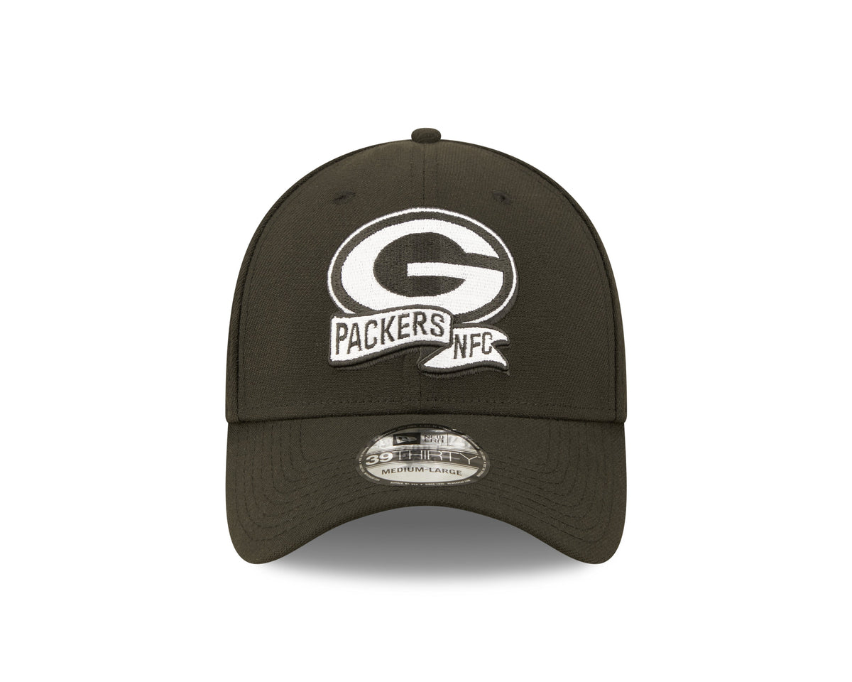 Green Bay Packers New Era Black 2022 Sideline 39THIRTY Flex Hat for Men product image 2, provided for visual reference and