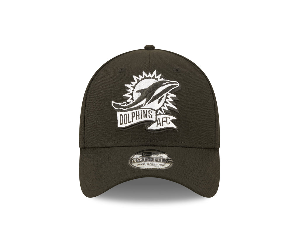 Miami Dolphins New Era Black 2022 Sideline 39THIRTY Flex Hat for Men product image 2, provided for visual reference and