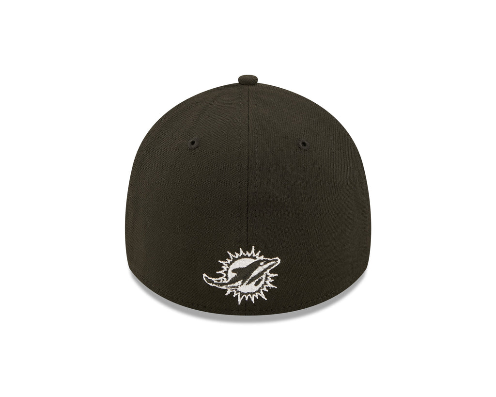 Miami Dolphins New Era Black 2022 Sideline 39THIRTY Flex Hat for Men product image 6, provided for visual reference and