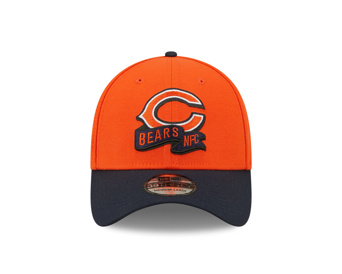 Chicago Bears Primary Logo New Era Orange/Navy 2022 Sideline 39THIRTY Flex Hat for Men product image 2, provided for visual