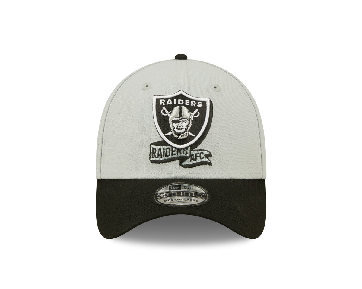 Las Vegas Raiders New Era Gray/Black 2022 Sideline 39THIRTY Flex Hat for Men product image 3, provided for visual reference