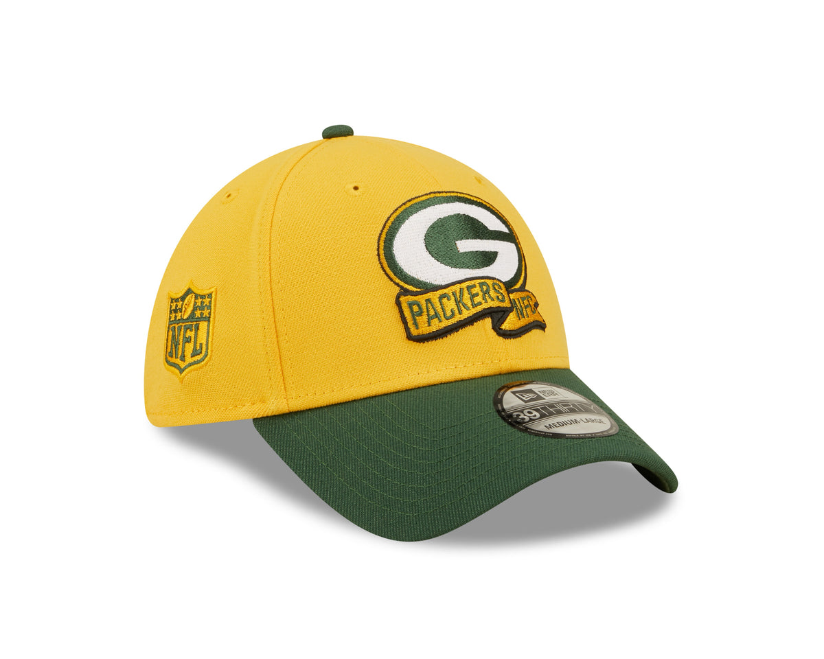Green Bay Packers New Era Yellow/Green 2022 Sideline 39THIRTY Flex Hat for Men product image 8, provided for visual