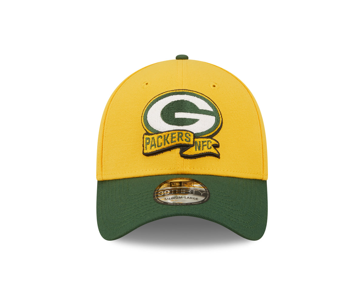 Green Bay Packers New Era Yellow/Green 2022 Sideline 39THIRTY Flex Hat for Men product image 2, provided for visual