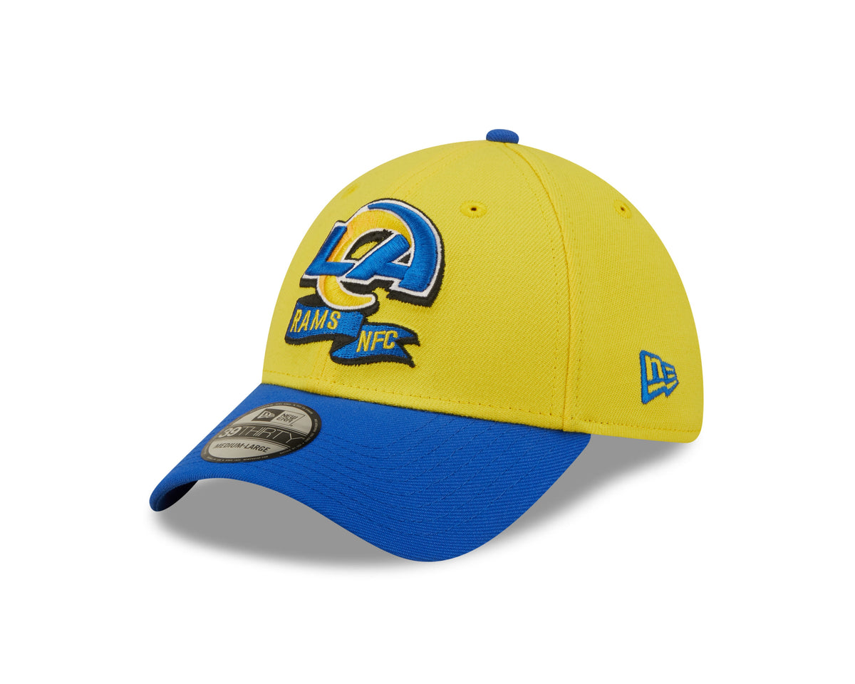 Los Angeles Rams New Era Yellow/Blue 2022 Sideline 39THIRTY Flex Hat for Men product image 3, provided for visual reference