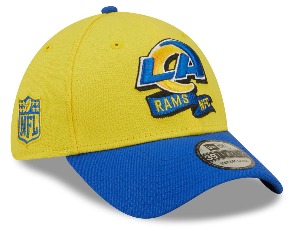 Los Angeles Rams New Era Yellow/Blue 2022 Sideline 39THIRTY Flex Hat for Men product image 1, provided for visual reference