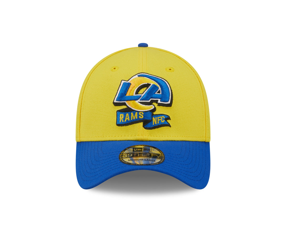 Los Angeles Rams New Era Yellow/Blue 2022 Sideline 39THIRTY Flex Hat for Men product image 2, provided for visual reference