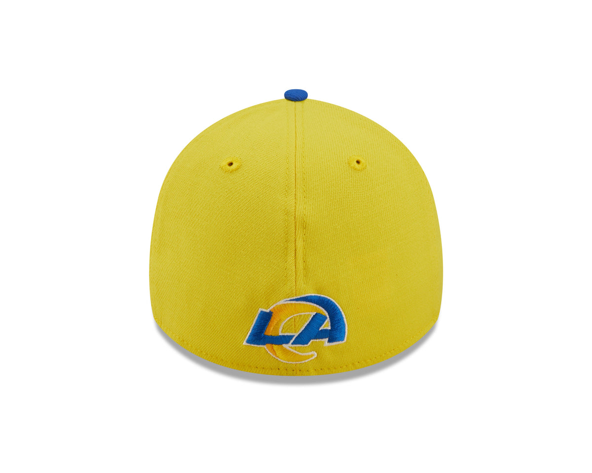Los Angeles Rams New Era Yellow/Blue 2022 Sideline 39THIRTY Flex Hat for Men product image 6, provided for visual reference
