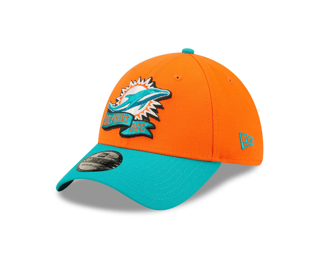 Miami Dolphins New Era Orange/Aqua 2022 Sideline 39THIRTY Flex Hat for Men product image 3, provided for visual reference