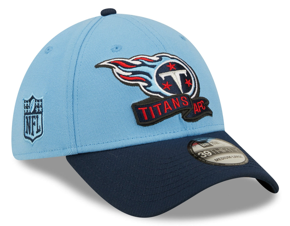 Tennessee Titans New Era Sky Blue/Navy 2022 Sideline 39THIRTY Flex Hat for Men product image 1, provided for visual