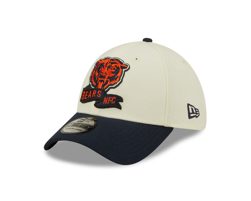 Chicago Bears Mascot Logo New Era Cream/Navy 2022 Sideline 39THIRTY Flex Hat for Men product image 3, provided for visual