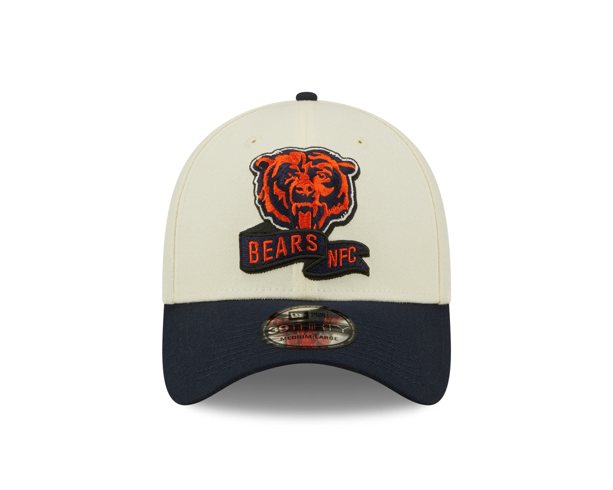 Chicago Bears Mascot Logo New Era Cream/Navy 2022 Sideline 39THIRTY Flex Hat for Men product image 2, provided for visual