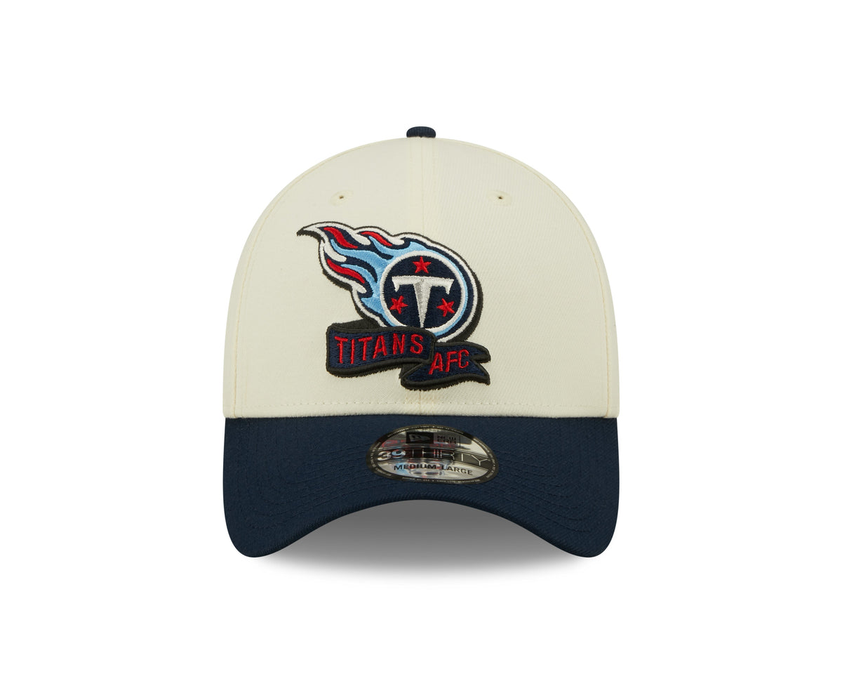 Tennessee Titans New Era Cream/Navy 2022 Sideline 39THIRTY Flex Hat for Men product image 2, provided for visual reference