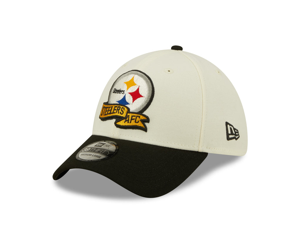 Pittsburgh Steelers New Era Cream/Black 2022 Sideline 39THIRTY Flex Hat for Men product image 3, provided for visual