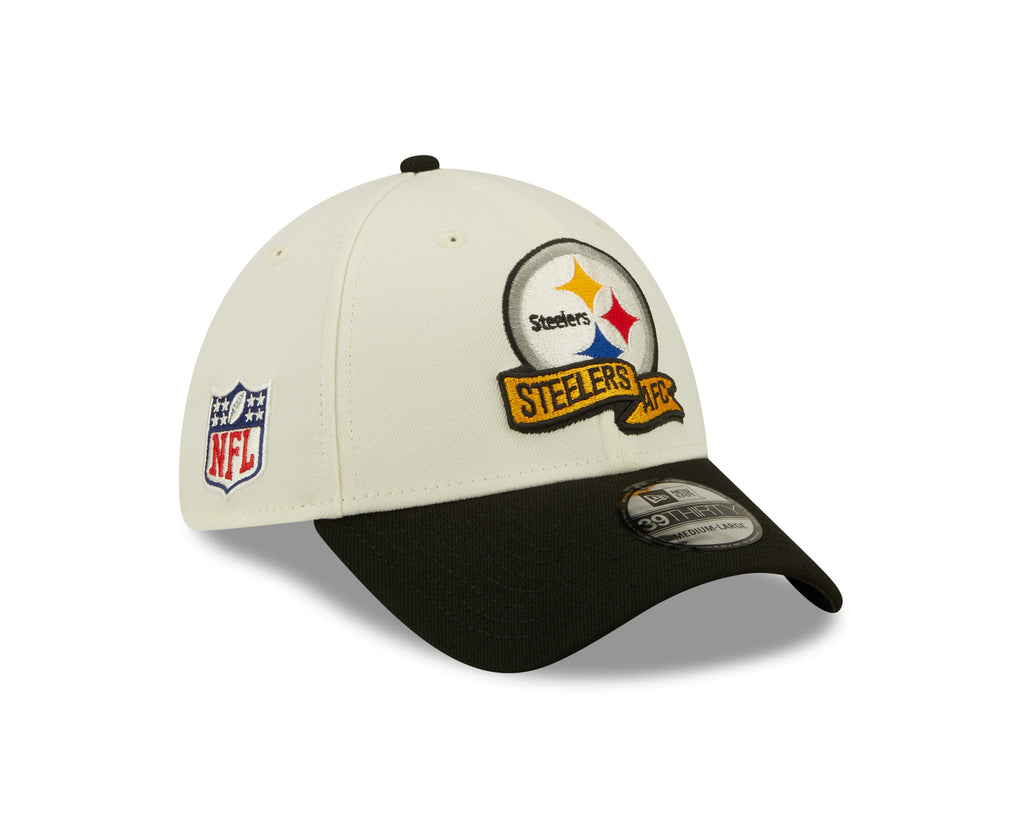 Pittsburgh Steelers New Era Cream/Black 2022 Sideline 39THIRTY Flex Hat for Men product image 8, provided for visual
